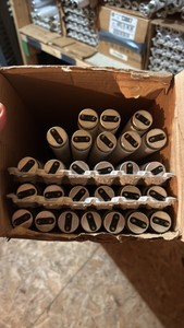Open Case of General Electric Fluorescent Bulbs, 26 Bulbs, F32T8SP35ECO T8 Bi-Pin, 32 Watts, 48 Inches Long