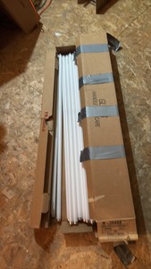 Open Case of General Electric Fluorescent Light Bulbs, 35 Bulbs in Box, F32T8SP41ECO 32 Watts, 48 Inches Long, T8 Bi-Pin