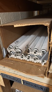 Open Case of General Electric Fluorescent Bulbs, 13 Bulbs, F34CW-RS-WM Watt-Miser 34 Watts, Cool White, 48 Inches