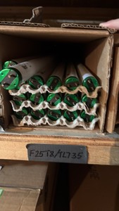 Open Case of Philips Fluorescent Light Bulbs, 17 Bulbs in Box, F25-T8-TL735, 25 Watts, 36 Inches Long