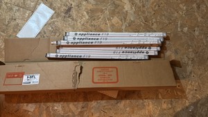 Open Case of General Electric Fluorescent Light Bulbs, 7 Bulbs in Box, F19T8 19 Watts, 4100K color temp, T8 Pin 28 Inches long