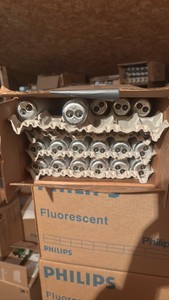 Open Case of General Electric Fluorescenf Light Bulbs, 23 Bulbs, F20T12-D-ECO 20 Watt, Daylight