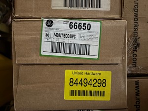 Box of General Electric Fluorescent Light Bulbs, 30 Bulbs, F40-UT-ECO-UPC, 40 Watts, 4100K Color Temperature