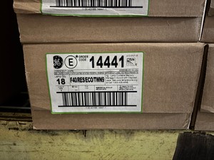 Box of General Electric Fluorescent Light Bulbs, 18 Bulbs, F40-RES-ECO-TWN9, 40 Watts, 4100K, Medium Bi-Pin