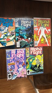 Alpha Flight Comic Book Lot, Five Comics Marvel Comics