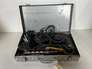 Heavy Duty Black And Decker Corded Power Drill With Carrying Case And Assorted Heavy Duty Bits