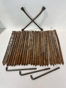Lot Of Metal Tent Stakes And A Tire Iron