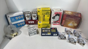 Lot of light fixtures and light bulbs