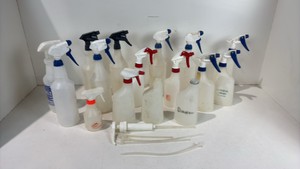 Lot of plastic spray bottles