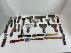 Lot of painting tools - putty knives, scrapers, etc