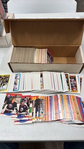 Box of 1990 Topps and Pro Set Hockey Cards
