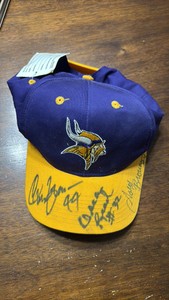Autographed Minnesota Vikings Hat, Three Unknown Autographs from Players, Tag Still Attached Nevr Worn