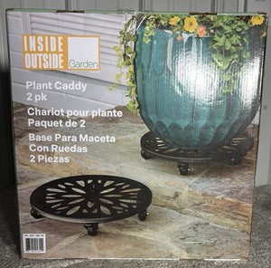 Inside Outside Steel Rolling Plant Caddy, 2 Pack