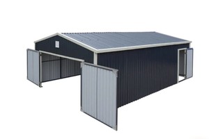 11ft x 19ft  Metal Garage Shed with Double Front Doors LHR-MS1119