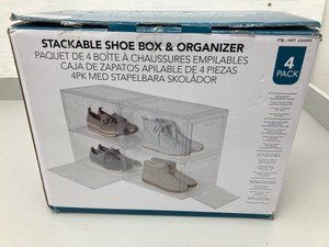 Stackable Shoe Box & Organizer - 4 Pack