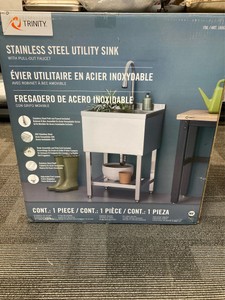 Trinity Stainless Steel Utility Sink with Pull-Out Faucet