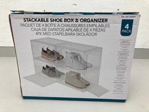 Stackable Shoe Box & Organizer - 4 Pack