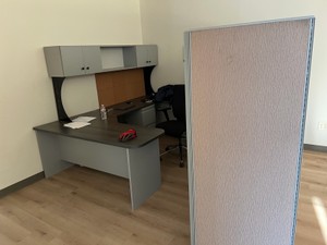 Desk, Chair and cubicle