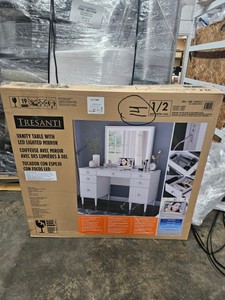 Vanity Table with LED Lighted Mirror