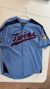 Minnesota Twins Jersey Baby Blue Color, Authentic Sewn Patches, Made by Majestic