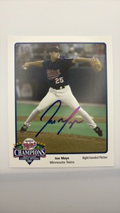 Autographed Team Issued Photo Joe Mays Minnesota Twins