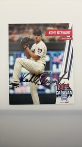 Autographed Team Issued Photo Kohl Stewart Minnesota Twins
