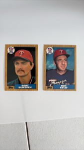 1987 Topps Tiffany Rare Collectors Version of Tom Kelly and Ber Blyleven Cards, 2 Cards