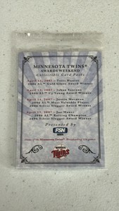 Sealed 2007 Minnesota Twins Awards Weekend Collectible Cards Pack