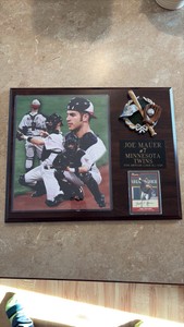 Joe Mauer Framed Player Photograph, Baseball Card and Engraved Nameplate, Great Decoration for any Twin Fan Who is Building a Man Cave