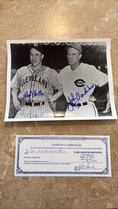 Bob Feller and Johnny Vandermeer Autographed 8x10 Baseball Pictur With Cerification Certificate