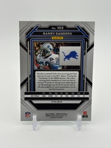 2022 Panini Prizm - Barry Sanders #102 Green Prizm Detroit Lions Hall of Famer NFL