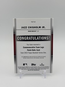 2023 Topps Series 1 - Team Logo Commemorative Patches Jazz Chisholm