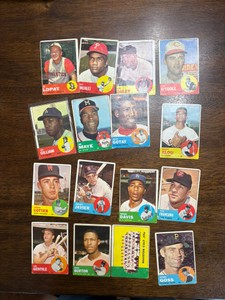 1963 Topps Baseball Cards, Lower Grade, 16 Cards Total