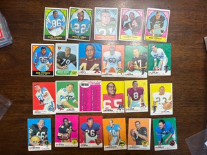 Vintage NFL Football Card Lot, 24 Cards, Lower Grade 1960s, 1970s