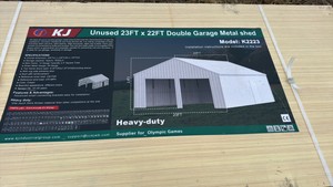 2025 K2223G Unused 23ftx22ft Double Garage Metal shed
