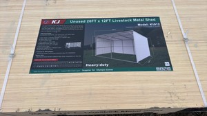 2025K1912Unused20FTx12FT Livestock Metal Shed