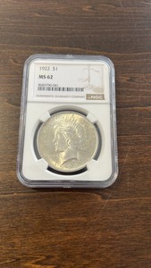 1922 MS62 Peace dollar coin graded by NGC