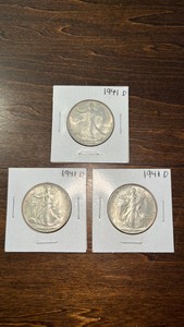 3x 1941D AU silver half dollars in great condition