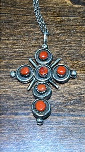 Cora Turquoise and Sterling Silver Native Cross Necklace