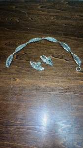 Sterling Silver 7 bracelet and Press Earring set