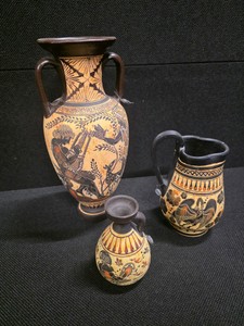 Set of 3 Ancient Grecian Vases (Reproductions)