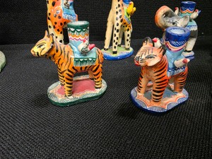 Vintage 1960s Hand-Painted Mexican Terracotta Candlestick Holders