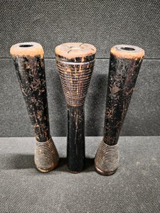 3 VINTAGE 12 Wooden Industrial Textile Bobbin Spool Spindle-PA Mills Great Patina