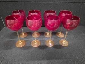 Set of 8 Lenox Holiday Gems Ruby Red Balloon Wine Glasses