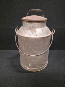 Vintage Metal Milk Can with Lid