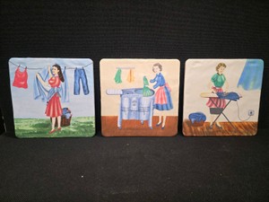 Vintage Laundry-Themed Wall Tiles ( Wall Art )