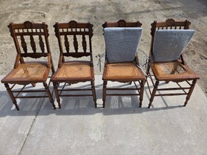 4 Early 20th Century Antique Cane Seat Side Chairs