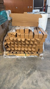 Pallet of empty Boxes measures 30.75 L x 4  x 4. Quantity approx 53