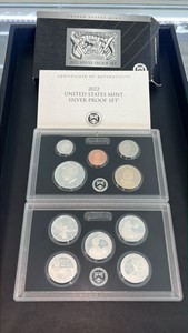 2022 Silver proof set with 999 fine quarters 90% silver half dollar and dime.