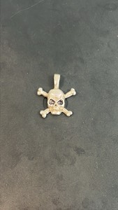 .999 fine silver cast Skull and Crossbones Pendant